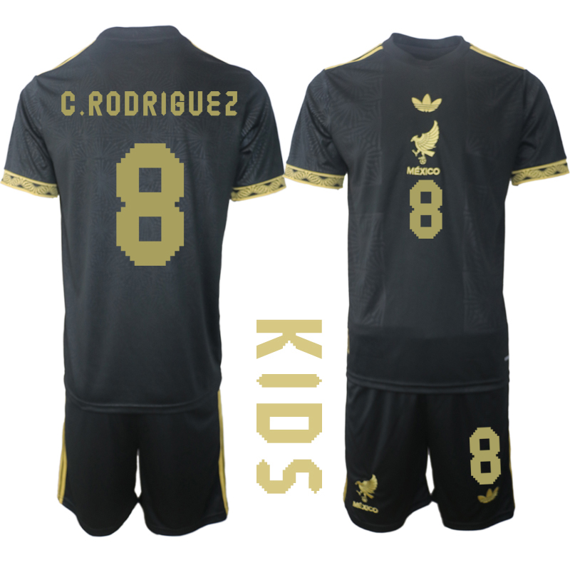 Youth 2025-2026 National Team Season Mexico Black #8 Soccer Jersey